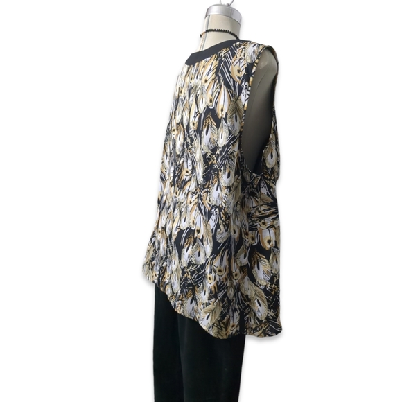 Michael Antoni Collection Plus  Black Brown & Yellow  Embellished Blouse Size 24 - Picture 11 of 16